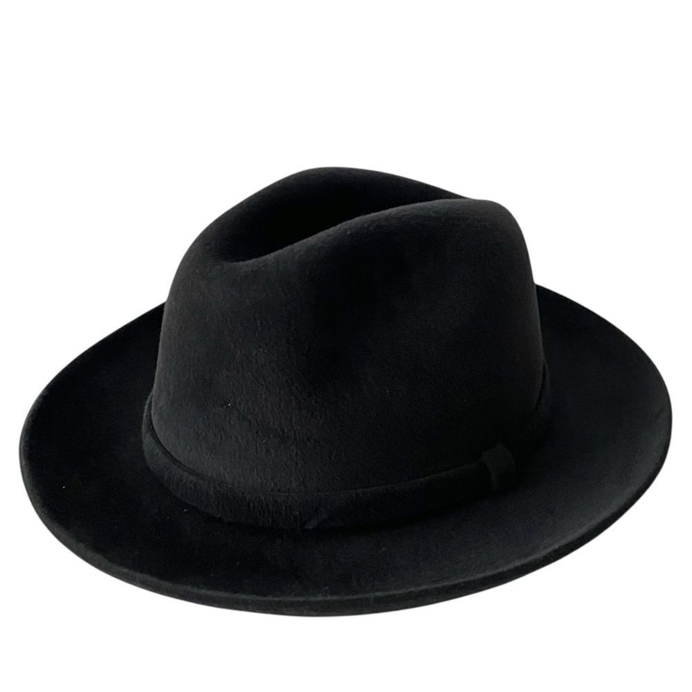 Vintage Super Quality Stylish Black Genuine Velour / Fedora Hat in Size 71/57